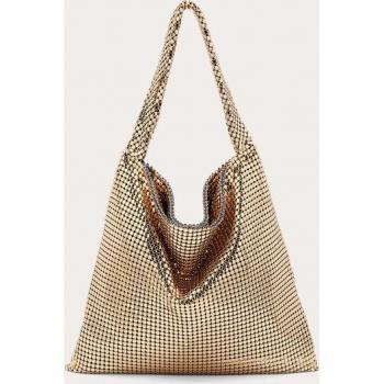 Gold Aluminum Pixel Tote Bag by Paco Rabanne
