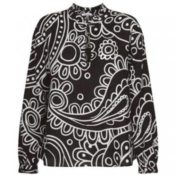 Elegante Stehkragenbluse mit Paisley-Muster