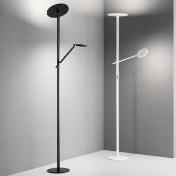 Regina Lampa da terra bianca a 2 luci, 3000K, 36W/12W con touch dimmer orientabile