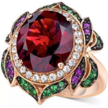 Anillo Estético Rosa con Cristal para Mujeres
