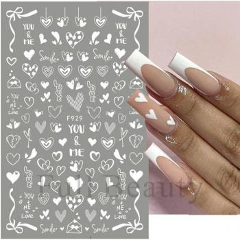 Autocollant pour ongles Saint-Valentin, 1 feuille, motif cœur d'amour