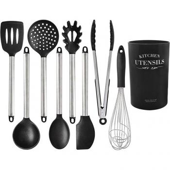 Set d'ustensiles de cuisine avec manche en acier inoxydable
