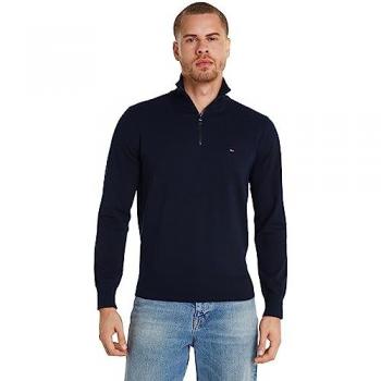 Tommy Hilfiger Jersey 1985 Collection para hombre, color marino, S, con cierre de media cremallera