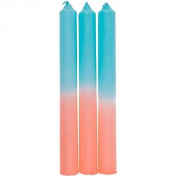 Velas Cilíndricas Albaricoque/Turquesa 3 Piezas 20x2,15 cm