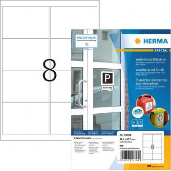 HERMA Wetterfeste Etiketten 80 Blatt A4 66 x 33,8 mm