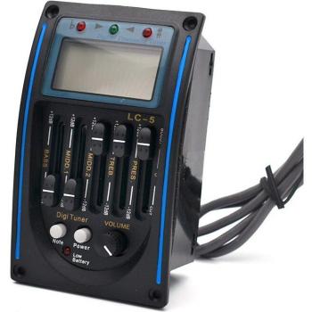 Acoustic Guitar Pickup System with 5-Band EQ and Tuner