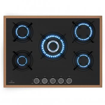 Tableau de Cuisson Gaz Klarstein Lumiflame 5 Brûleurs Cadre Cuivre 10,4 kW