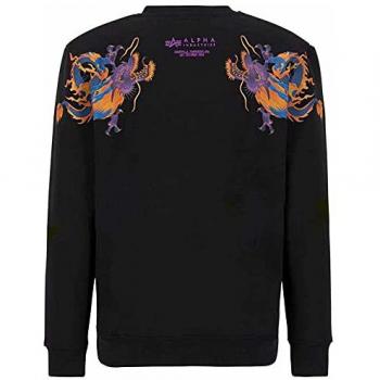 Alpha Industries Herrenpullover „Dragon EMB“ – S, Schwarz, Regular Fit, 80 % Baumwolle / 20 % Polyester