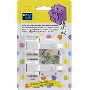 Cierre de Seguridad Inofix para Cajones y Armarios con Pestillo Fijación Adhesiva