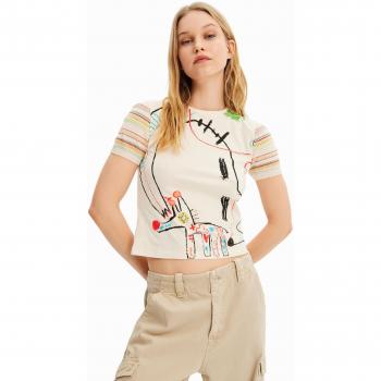 Camiseta de Mujer Desigual con Acentos Contrastantes