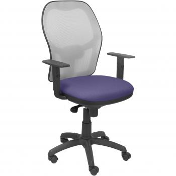 Chaise de bureau Jorquera en maille, assise Bali bleu clair