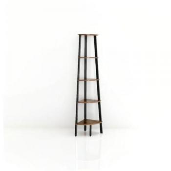 HMS Premium Rustic 5‑Tier Industrial Corner Shelf