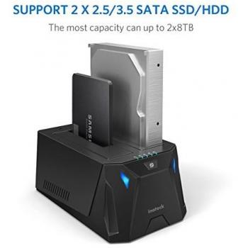 Inateck FD2005: Dual Bay USB 3.0 to SATA Dock for 2.5” & 3.5” Drives (Gamer)