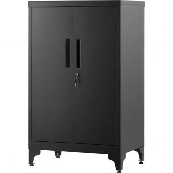 Steel File Cabinet with Doors, Ink Black