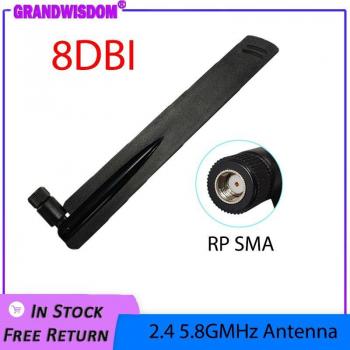 GRANDWISDOM Antenne WiFi Double Bande 8 dBi – 2.4/5.8 GHz, SMA Femelle