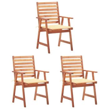 Vidaxl Sedie da pranzo esterno Massello di Acacia con cuscini 3pz