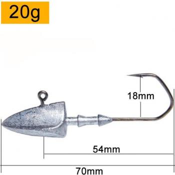Lot de 5 hameçons pour pêche en mer, triangle, vers souples, poids de 3.5g à 20g