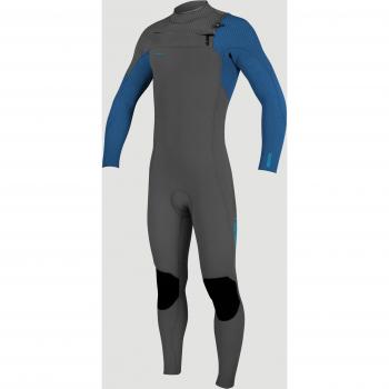 Boys HyperFreak 4/3mm Chest Zip Wetsuit in Graphite, Smoke & Bali Blue