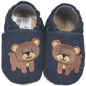 HOBEA Baby Krabbelschuhe Bär dunkelblau