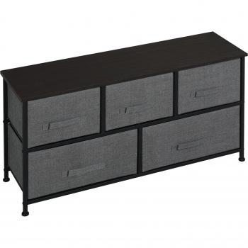 HOMCOM „Stahloptik“ Kommode mit Holz‑Look – 5 Schubladen