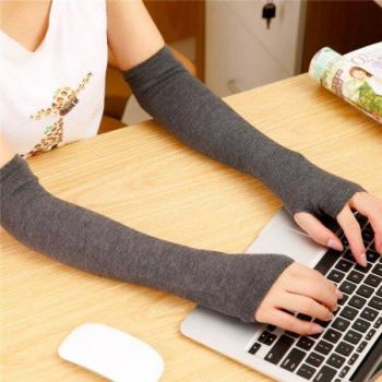 Soft Knitted Stripe Fingerless Gloves for Women 6A1054
