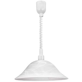 Height‑Adjustable White Alabaster Pendant – 1 E27 Bulb, 60W