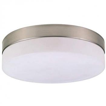 Plafoniera cucina 2 fiamme vetro opale metallo nichel opaco 2x E27 DxH 24x6,5 cm