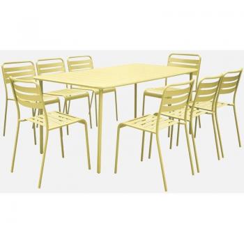 Sweeek Sunny: Tavolo da Esterno con 8 Sedie in Metallo Giallo
