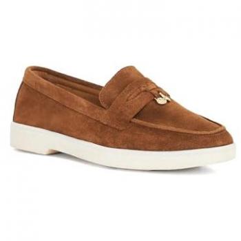 Women's Grinning Brown Suede Loafers – Dune London