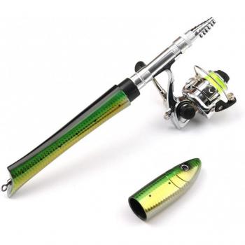 Portable 1.6m Carbon Telescopic Fishing Rod with Fish Shape and Reel