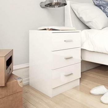 Nottiere 2pz Bianco Lucido 38x35x56 cm in Legno Multistrato