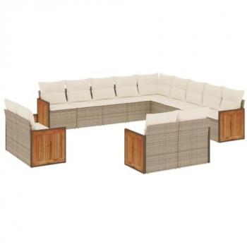 VidaXL Ensemble de jardin 13 pcs beige avec coussins en résine tressée