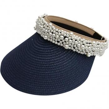 Casual Pearl Straw Sun Hat for Women