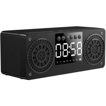 Horloge de table Bluetooth en bois avec haut-parleur et radio