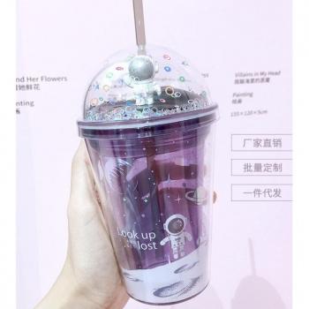 Double Layer Space Adventure Straw Cup