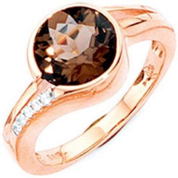JOBO 585 Goldring für Damen mit Rauchquarz und Diamant-Brillanten