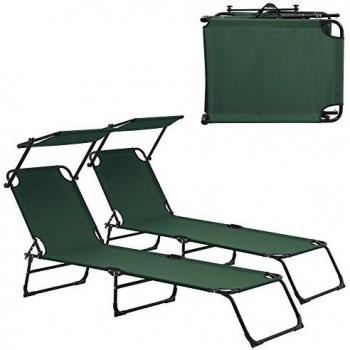 Set di 2 Lettini Prendisole Lomeda Pieghevole Verde Scuro Casa.pro