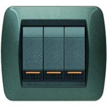 Plaque 3 Modules Acier Sombre L4803AC