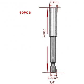 Ensemble Bit Mag 10 pièces, 60/75 mm, Tête Hexagonale 1/4, Forets d’extension argenté
