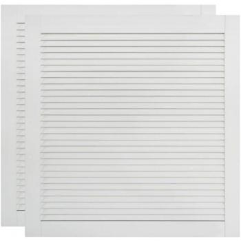 Porte à persiennes en pin massif, deux plaques, 61,5x59,4 cm – Blanc
