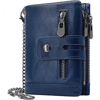 REETEE Men's RFID Blocking Genuine Leather Wallet with Zipper Coin Pocket