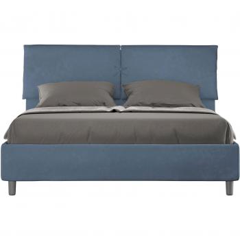 Cama Azul Mados 160x190 Tapizada, Contenedor Doble y Columna