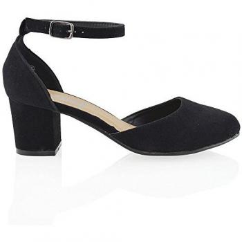 Mid Block Chunky Strappy Billie‑May Court Shoes – Size 5, Jet Black