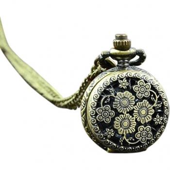 Quartz Pocket Watch with Carved Pendant