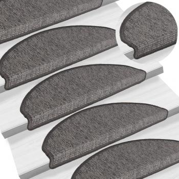 15 pz Tappetini Autoadesivi per Scale, Tappeti Antiscivolo per Scale Interne per Bambini Grigi e Beige 65x21x4 cm