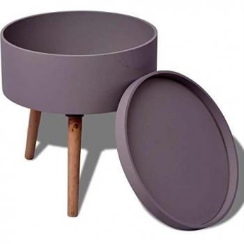 VidaXL Round Side Table with Serving Tray 15.6x17.5 Gray