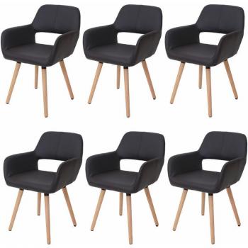 Set 6 sedie HHG 429 II Soggiorno in Legno con Ecopelle Marrone