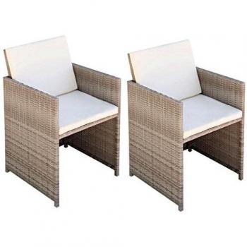 VidaXL Sedie da esterno con cuscini, 2 pezzi, polirattan beige