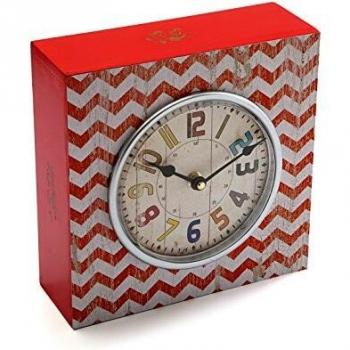 Orologio Parete Quadrato Rosso Bianco 18190202