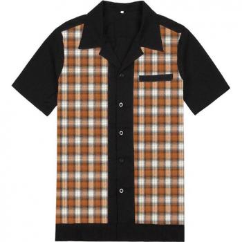 Camisa de Hombre 50's Rockabilly con Dibujo de Cuadros